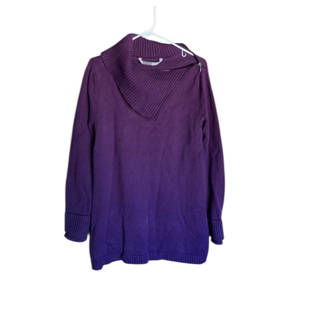 Athleta womens long sweater zippered turtleneck plum purple size large winter